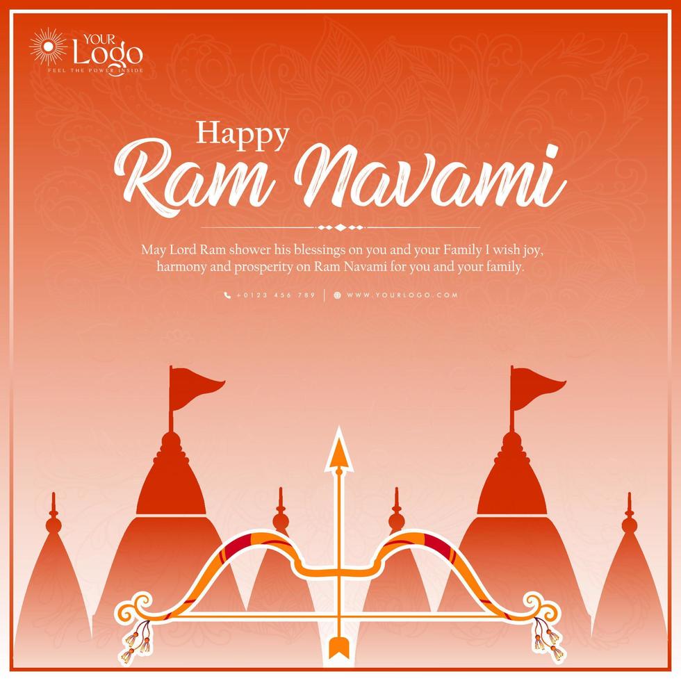 content RAM navami salutations Contexte Indien hindouisme Festival social médias Publier conception vecteur