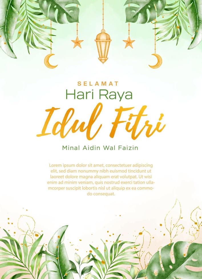 l'eau Couleur islamique vacances affiche, adapté pour Ramadan, eid fitri, eid adha et maulid.avec tropical islamique décor. vecteur