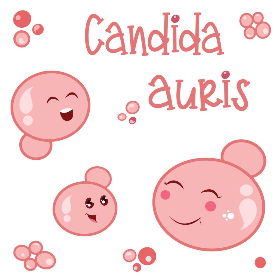 candidose auris kawaii dessin animé science vecteur illustration