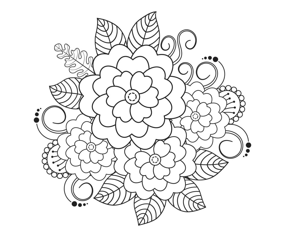 floral mehndi coloration page pour adulte vecteur