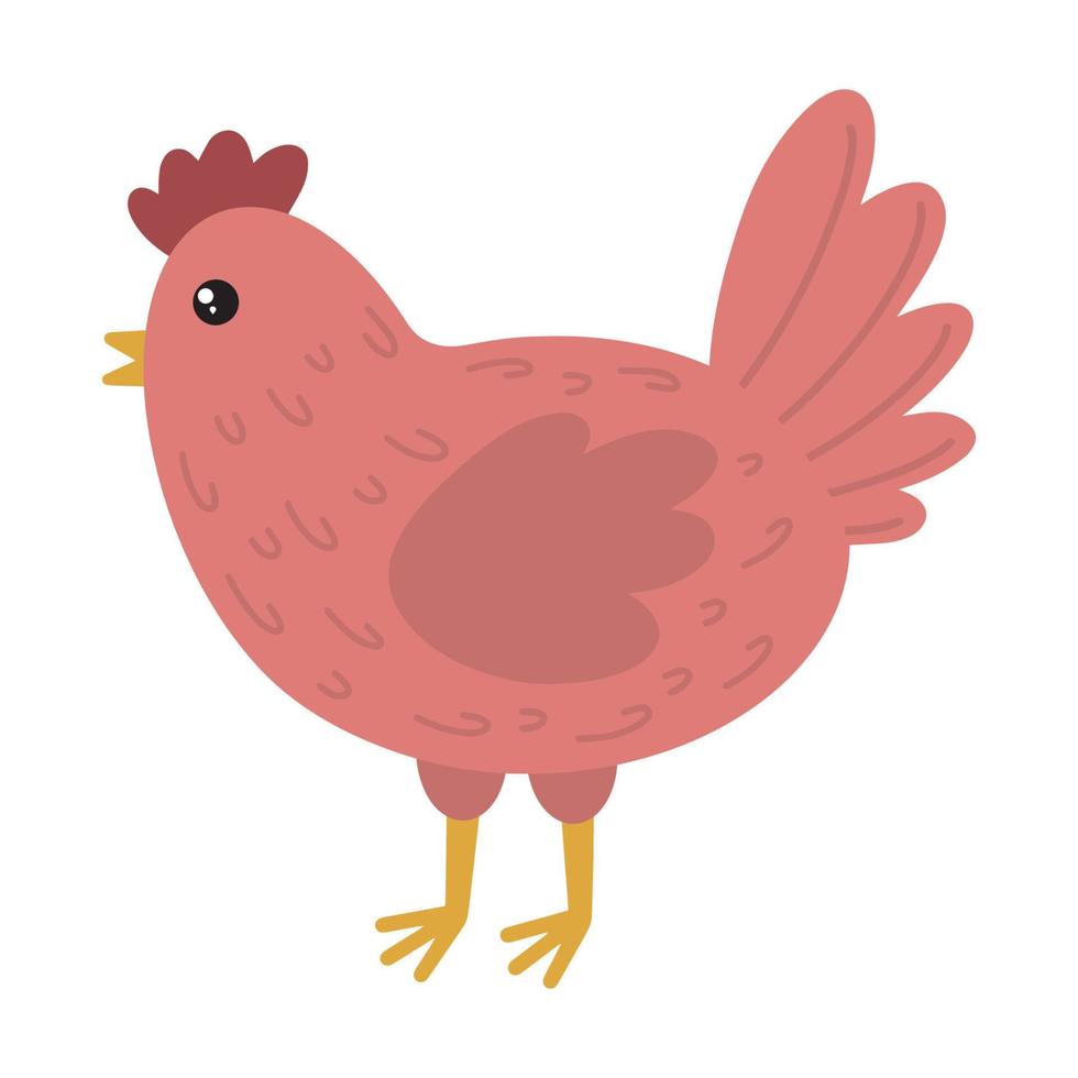 illustration de une dessin animé mignonne poulet. Pâques poulet symbole. vecteur illustration de dessin animé rose poulet.