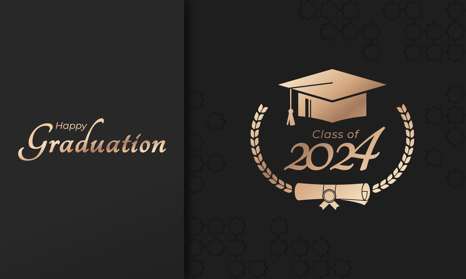 classe de 2024 année l'obtention du diplôme de décorer félicitations avec laurier couronne pour école diplômés vecteur