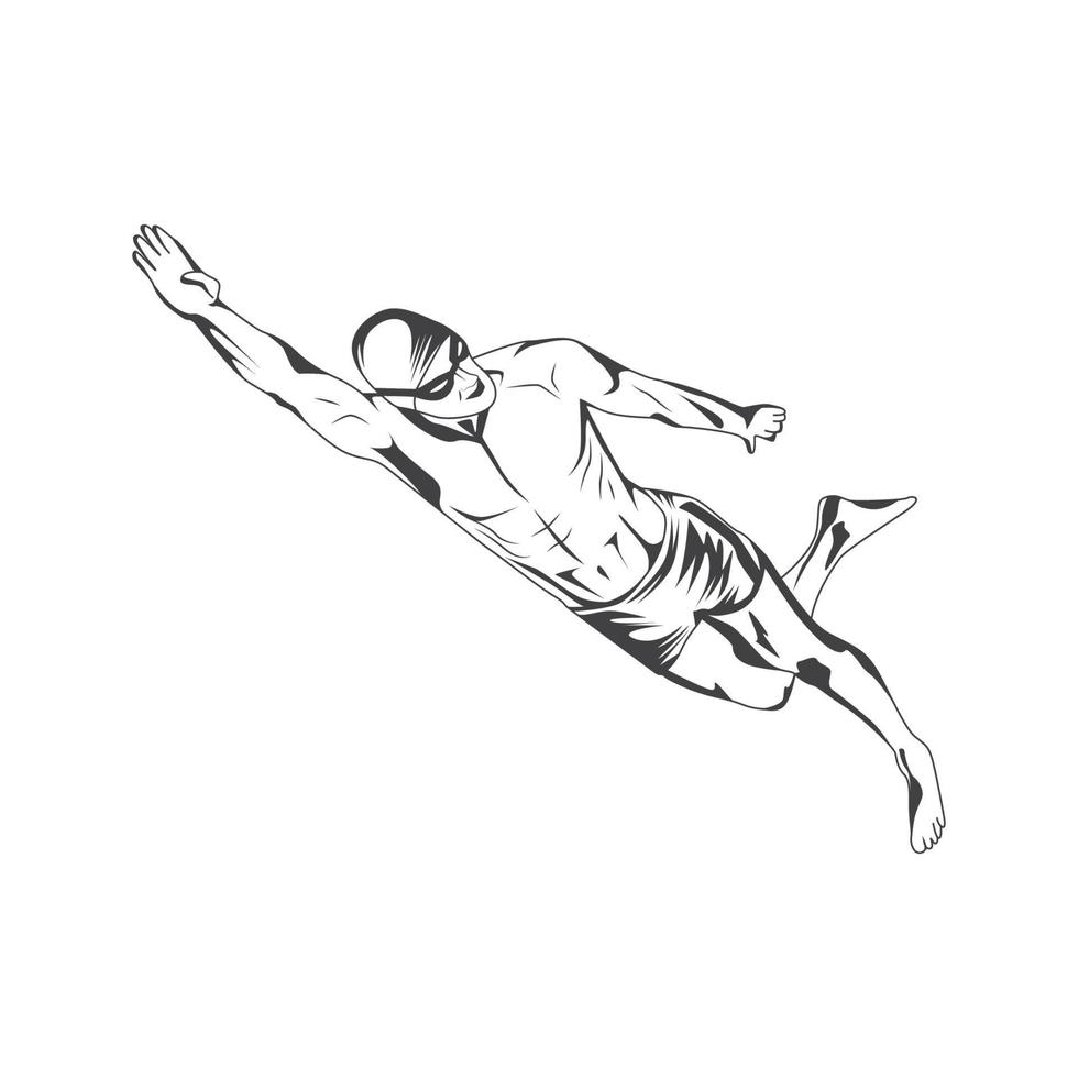 illustration vectorielle de nageur rétro vecteur