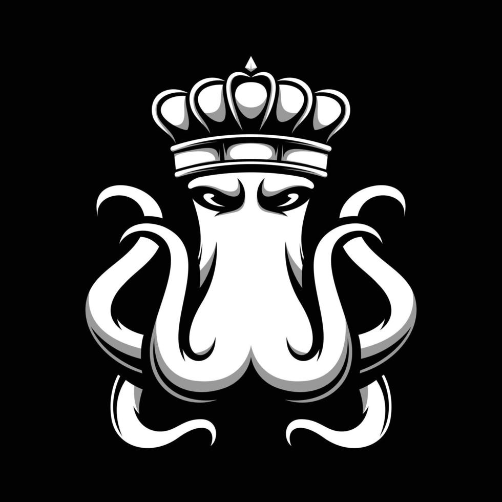 poulpe noir et blanc mascotte conception vecteur