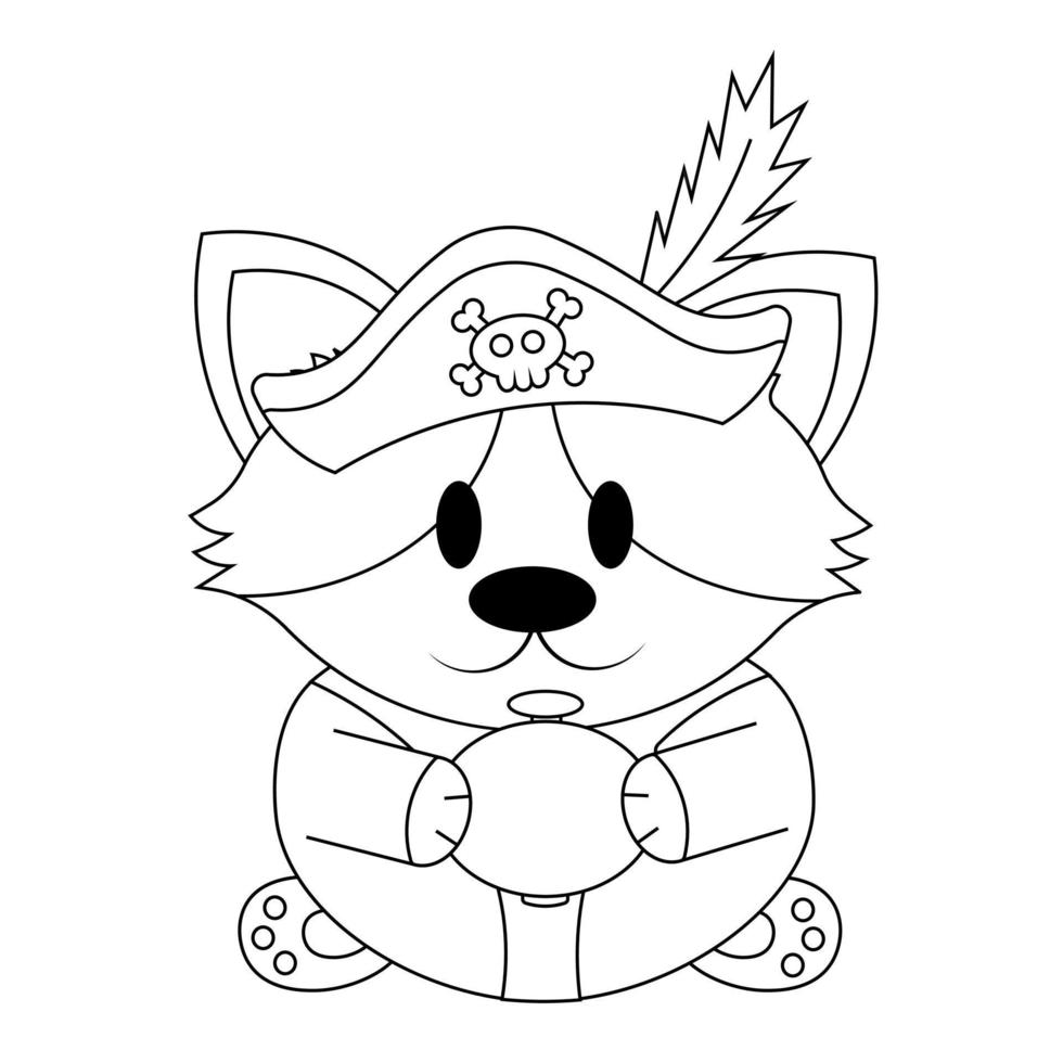 mignonne corgi pirate avec compas dans noir et blanc vecteur