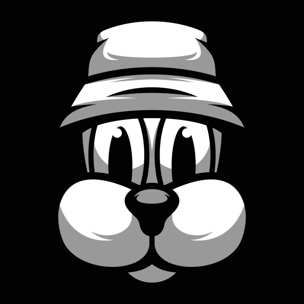 chien noir et blanc mascotte conception vecteur