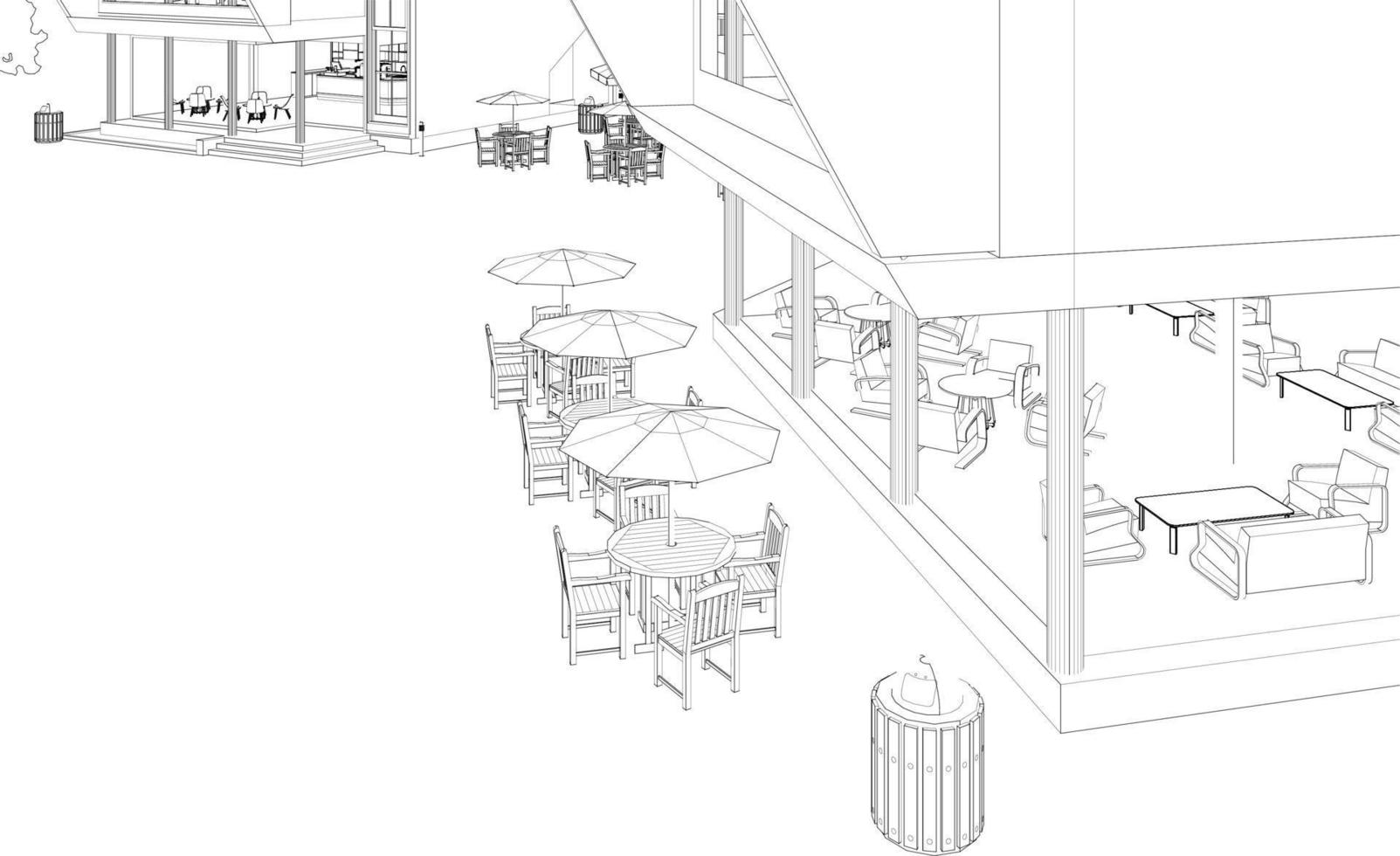 3d, illustration, de, café-restaurant vecteur