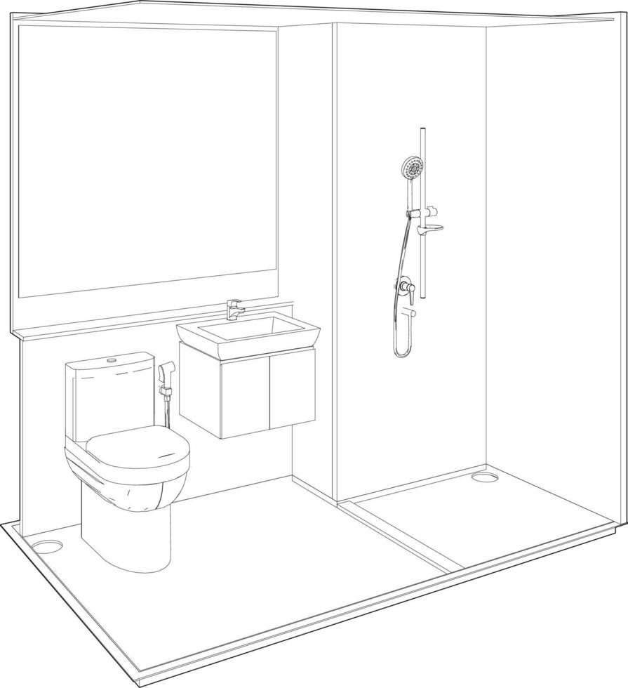 3d illustration de modulaire salle de bains vecteur