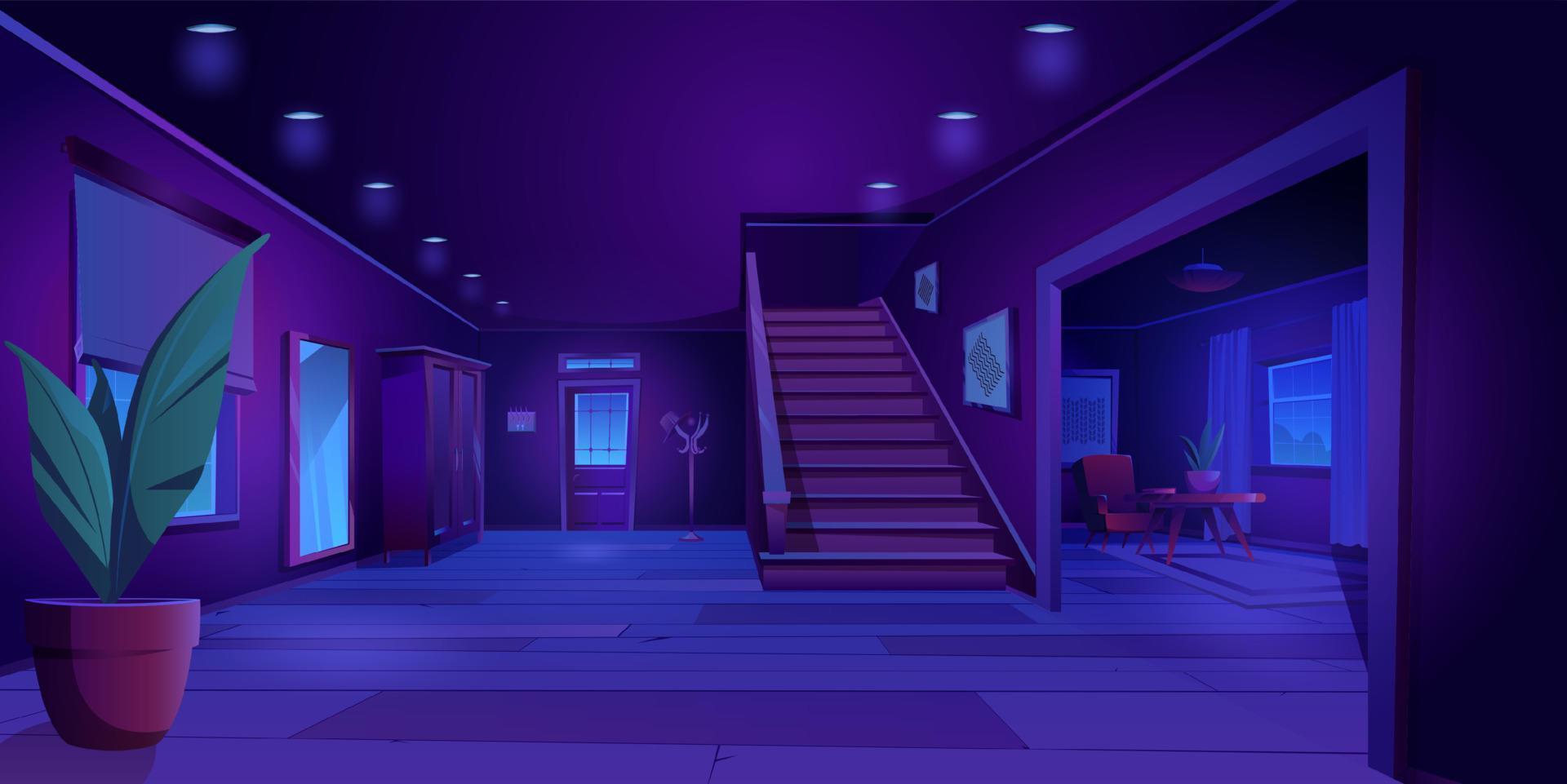 foncé maison couloir bois intérieur dessin animé vecteur