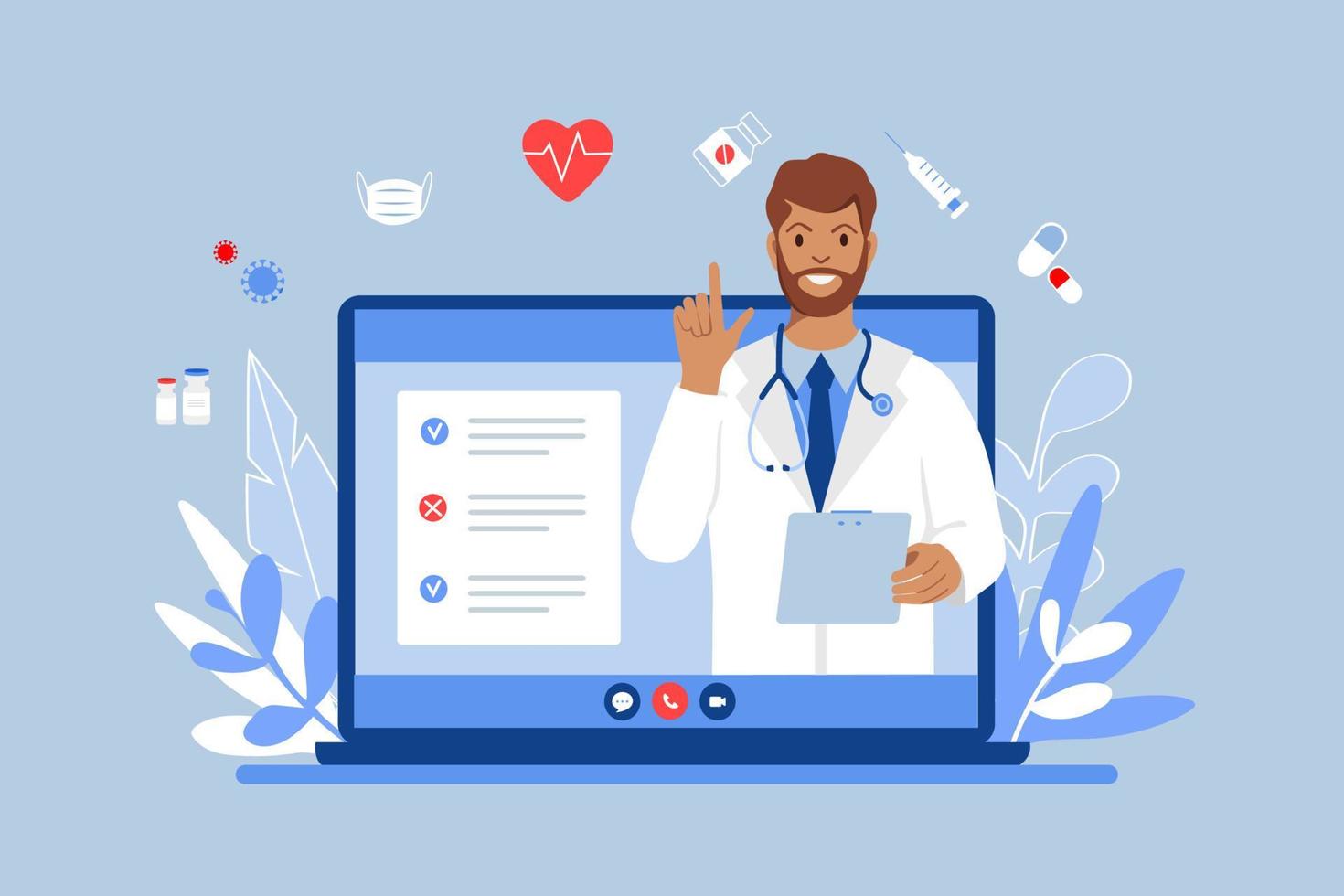 en ligne médecin, en ligne médical consultation vecteur