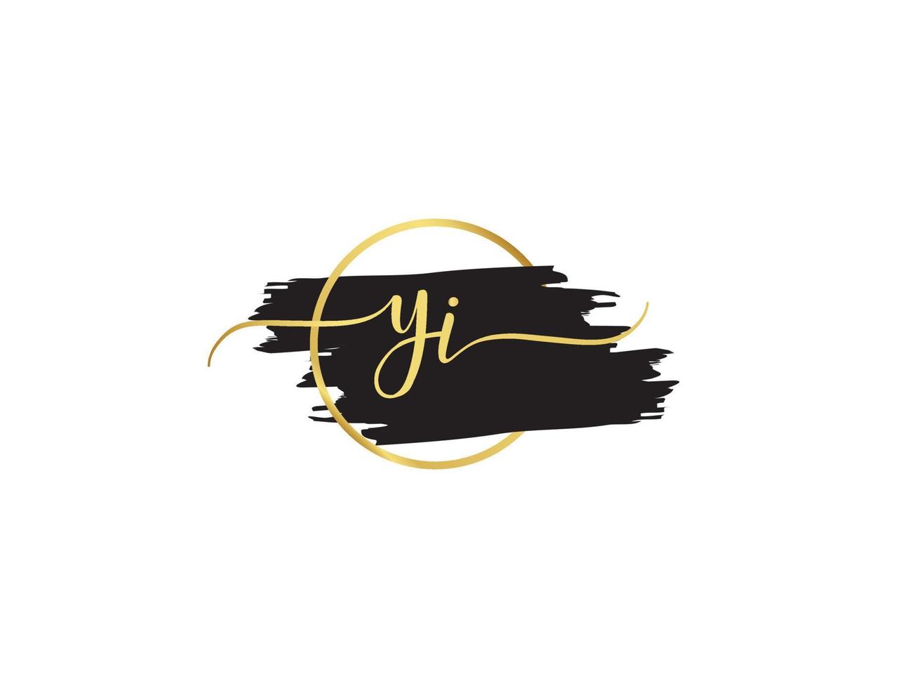 d'or yi Signature lettre, unique yi logo lettre vecteur icône