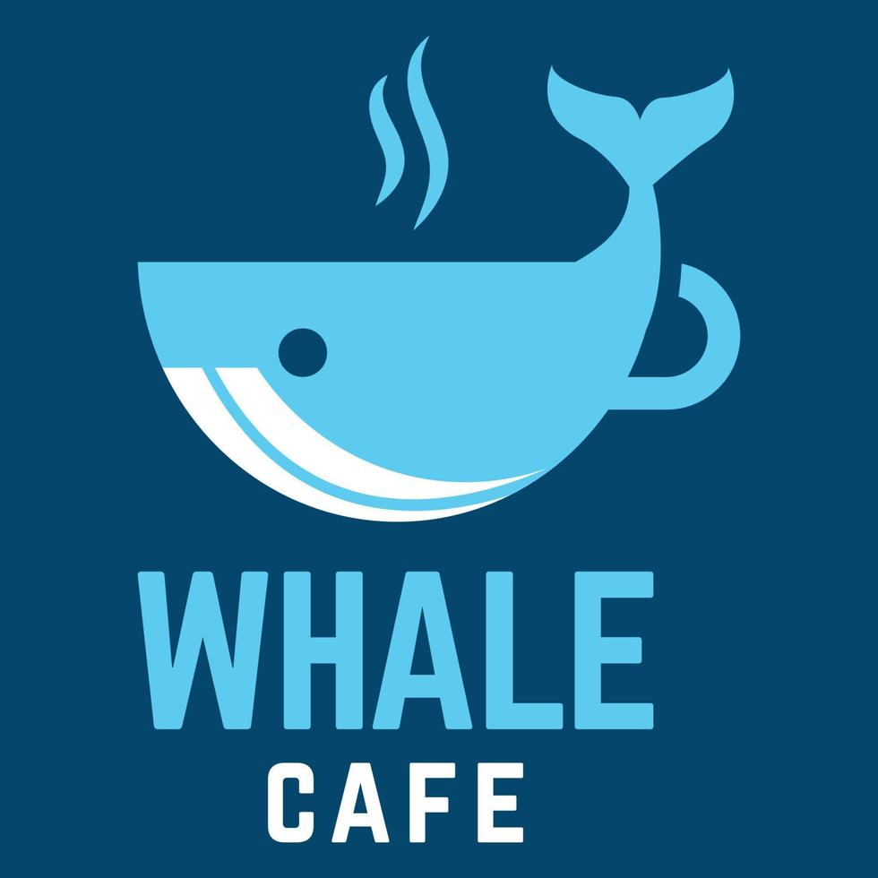 moderne plat conception Facile minimaliste baleine café logo icône conception modèle vecteur avec moderne illustration concept style pour café, café boutique, restaurant, badge, emblème et étiquette