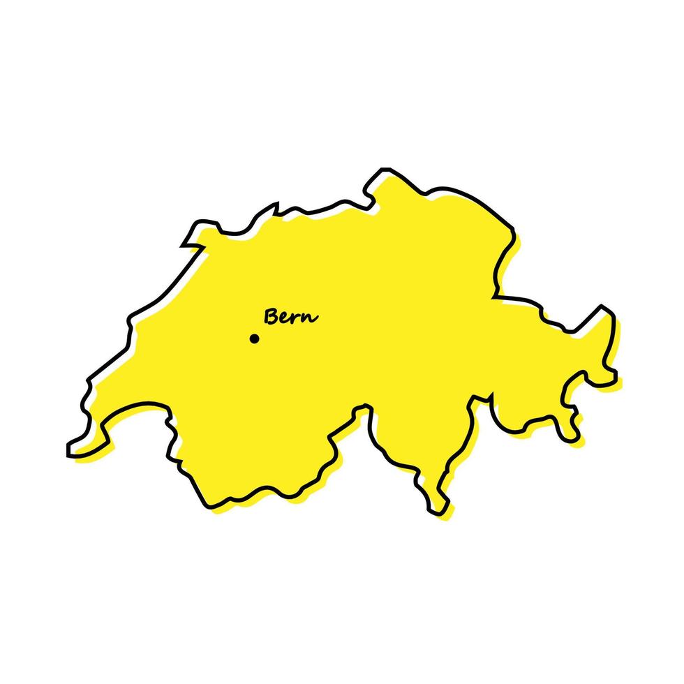 Facile contour carte de Suisse avec Capitale emplacement vecteur