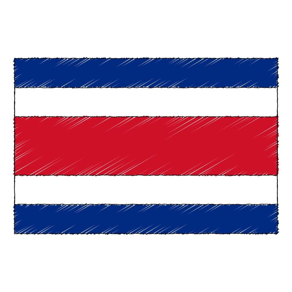 main tiré esquisser drapeau de costa rica. griffonnage style icône vecteur