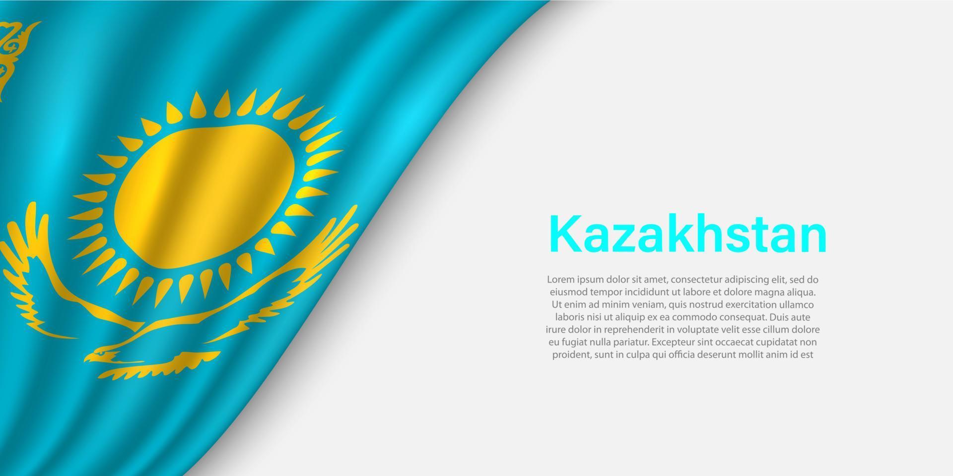 vague drapeau de kazakhstan sur blanc Contexte. vecteur