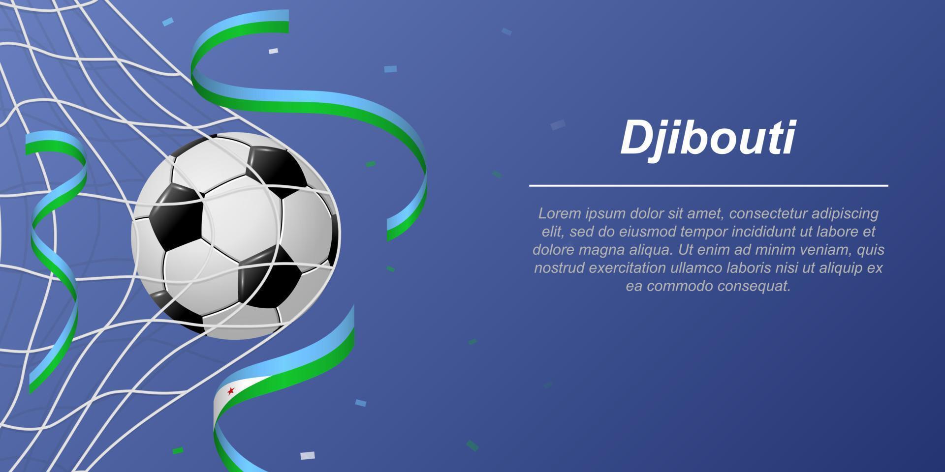 football Contexte avec en volant rubans dans couleurs de le drapeau de djibouti vecteur