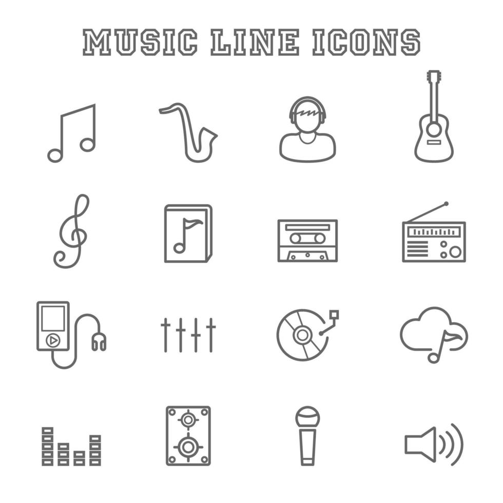 icônes de ligne de musique vecteur