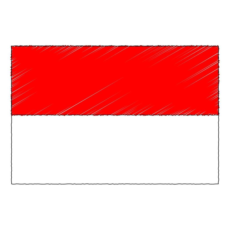 main tiré esquisser drapeau de Indonésie. griffonnage style icône vecteur