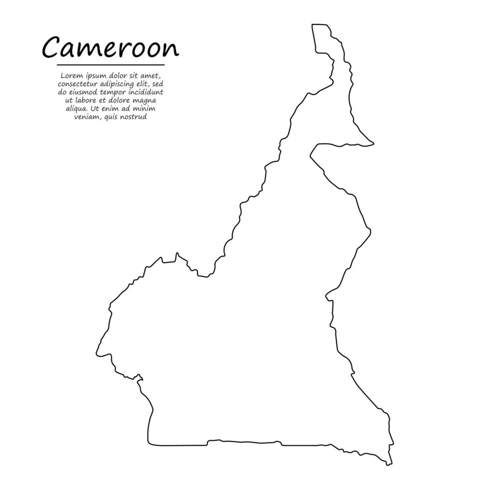 Facile contour carte de Cameroun, silhouette dans esquisser ligne style vecteur