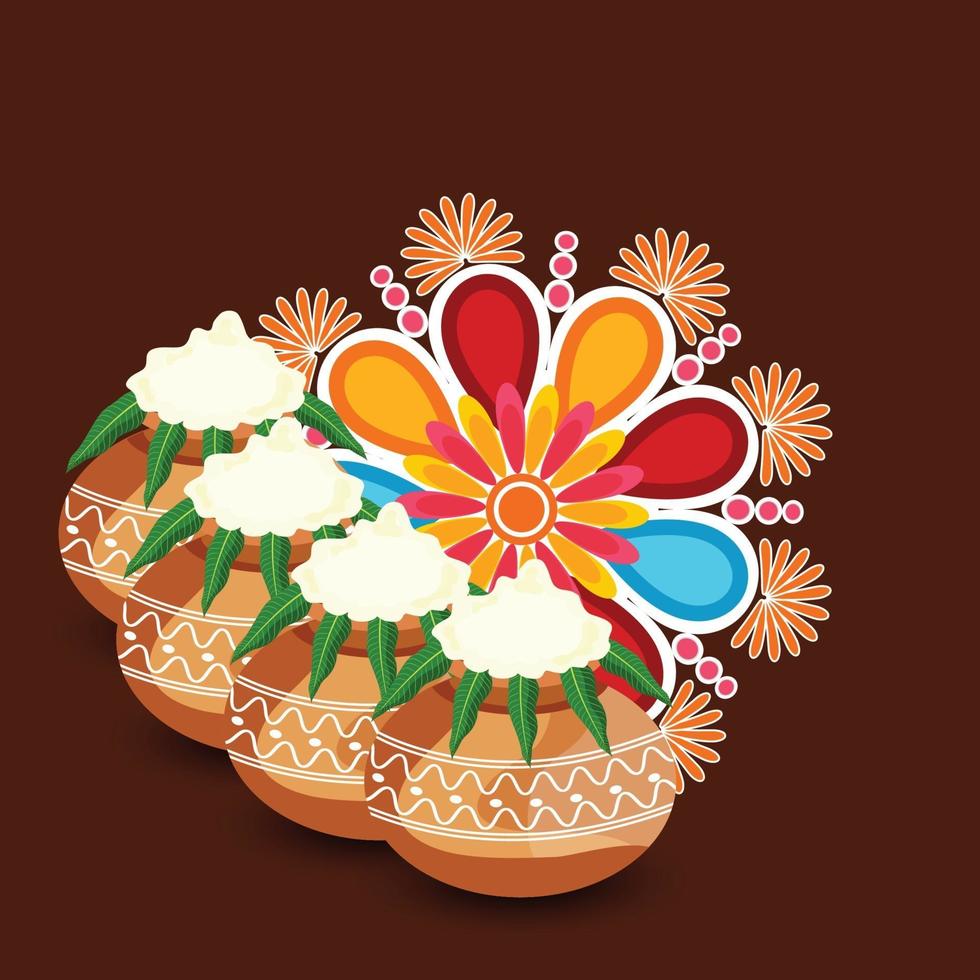 illustration vectorielle d & # 39; un fond pour joyeux pongal fête des récoltes de vacances du tamil nadu en inde du sud. vecteur