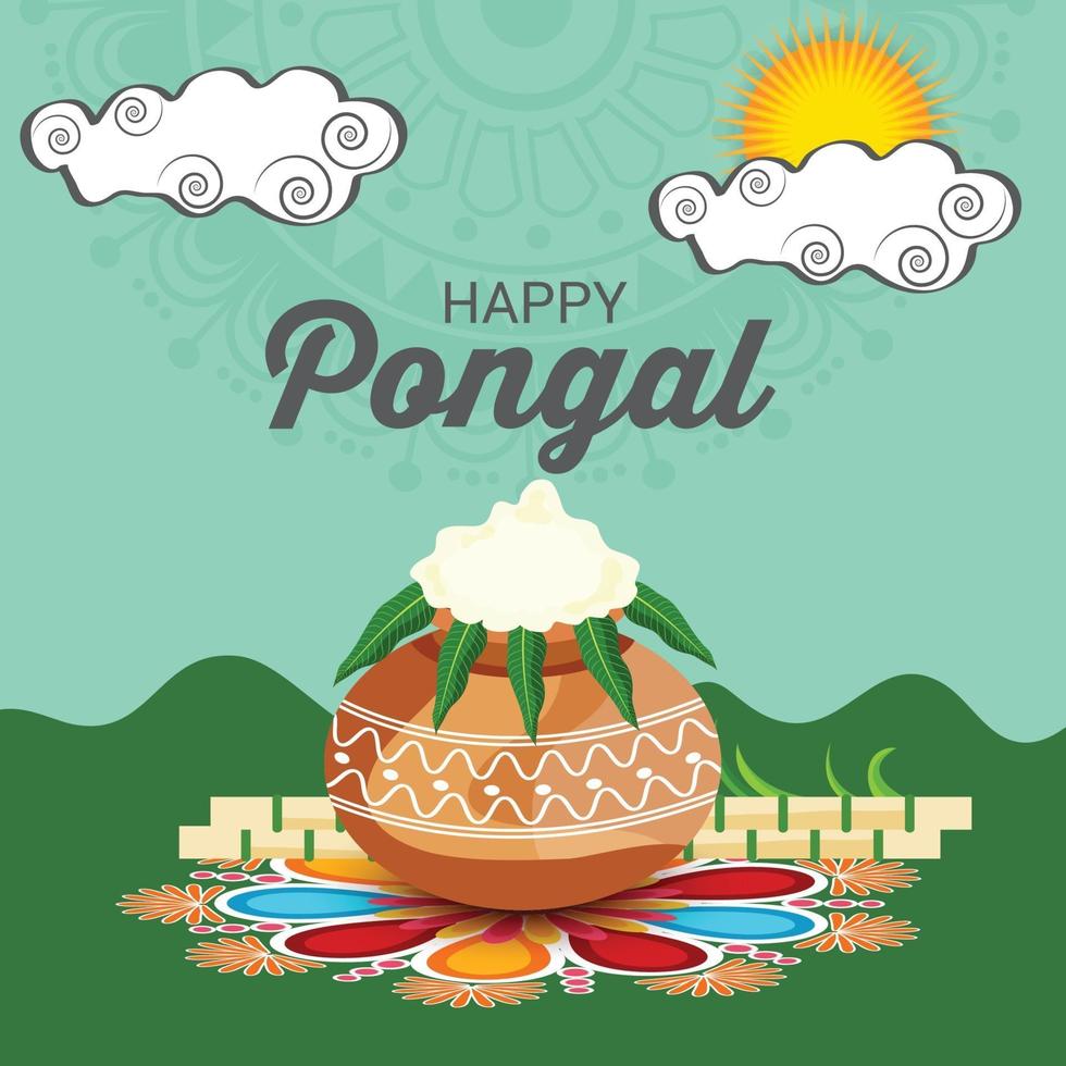 illustration vectorielle d & # 39; un fond pour joyeux pongal fête des récoltes de vacances du tamil nadu en inde du sud. vecteur