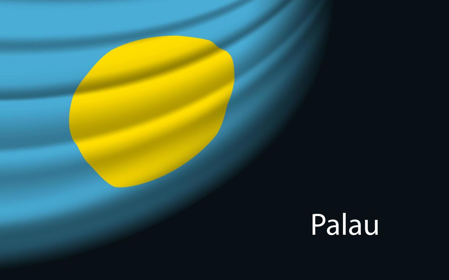 vague drapeau de Palau sur foncé Contexte. vecteur