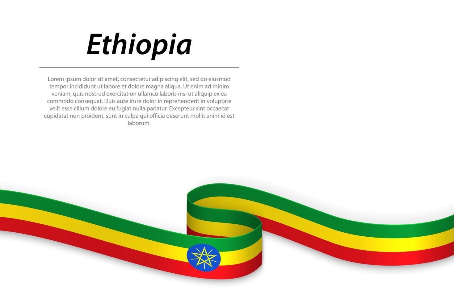 agitant un ruban ou une bannière avec le drapeau de l'ethiopie vecteur