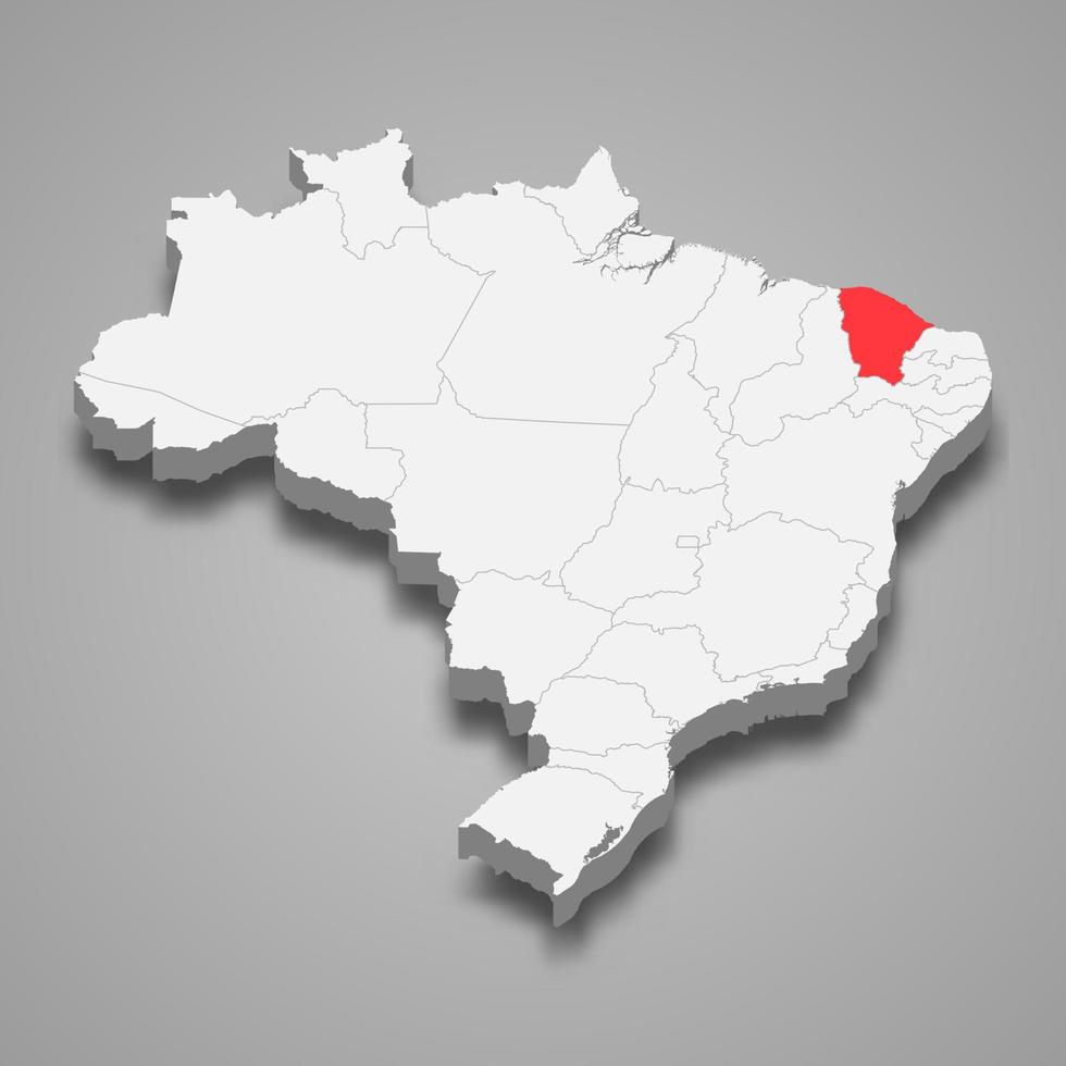 Etat emplacement dans Brésil 3d carte modèle pour votre conception vecteur