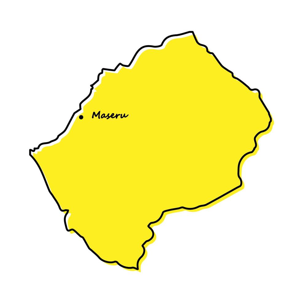 Facile contour carte de Lesotho avec Capitale emplacement vecteur