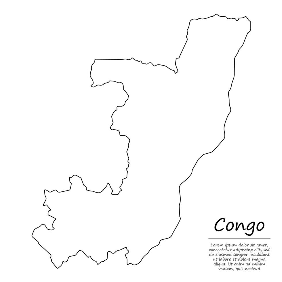 Facile contour carte de Congo, silhouette dans esquisser ligne style vecteur