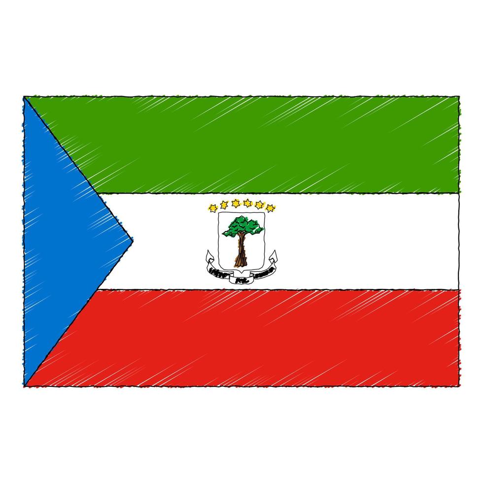 main tiré esquisser drapeau de équatorial Guinée. griffonnage style icône vecteur