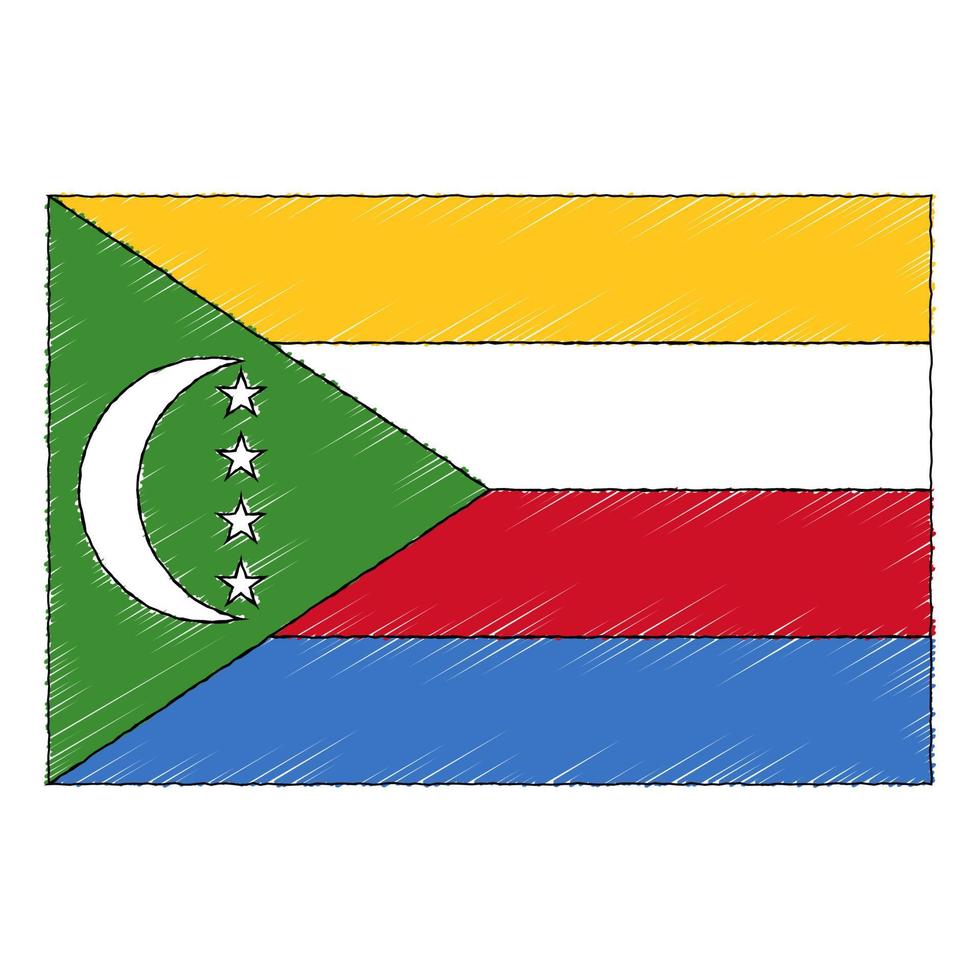 main tiré esquisser drapeau de comores. griffonnage style icône vecteur