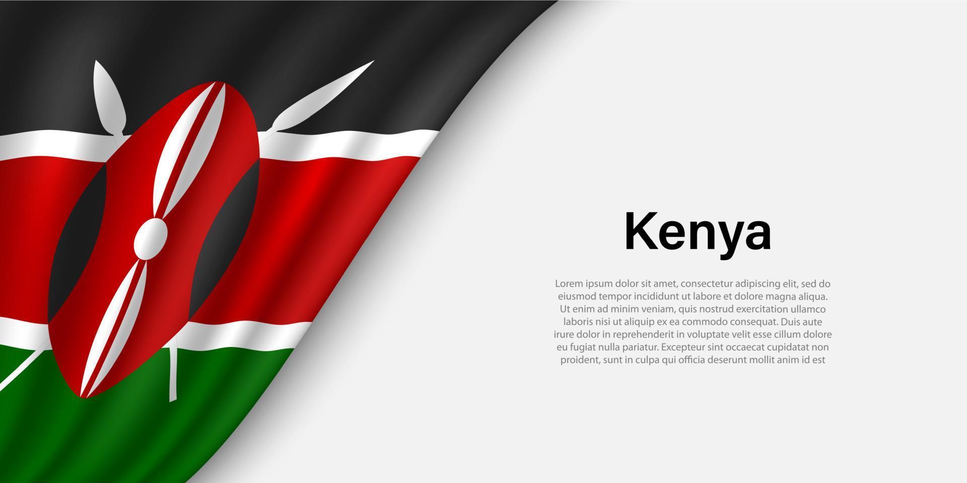 vague drapeau de Kenya sur blanc Contexte. vecteur