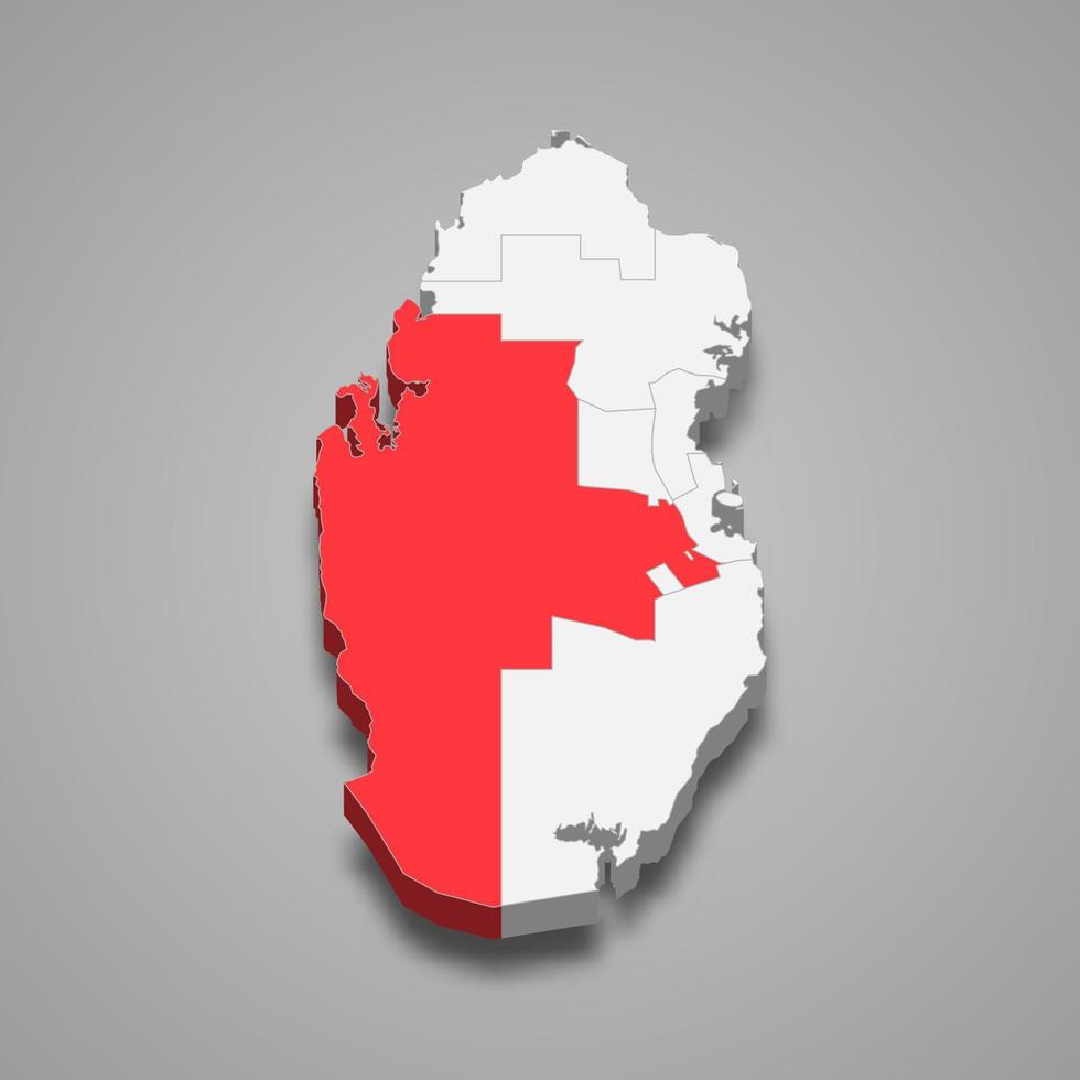 Al rayyan Région emplacement dans Qatar 3d carte vecteur