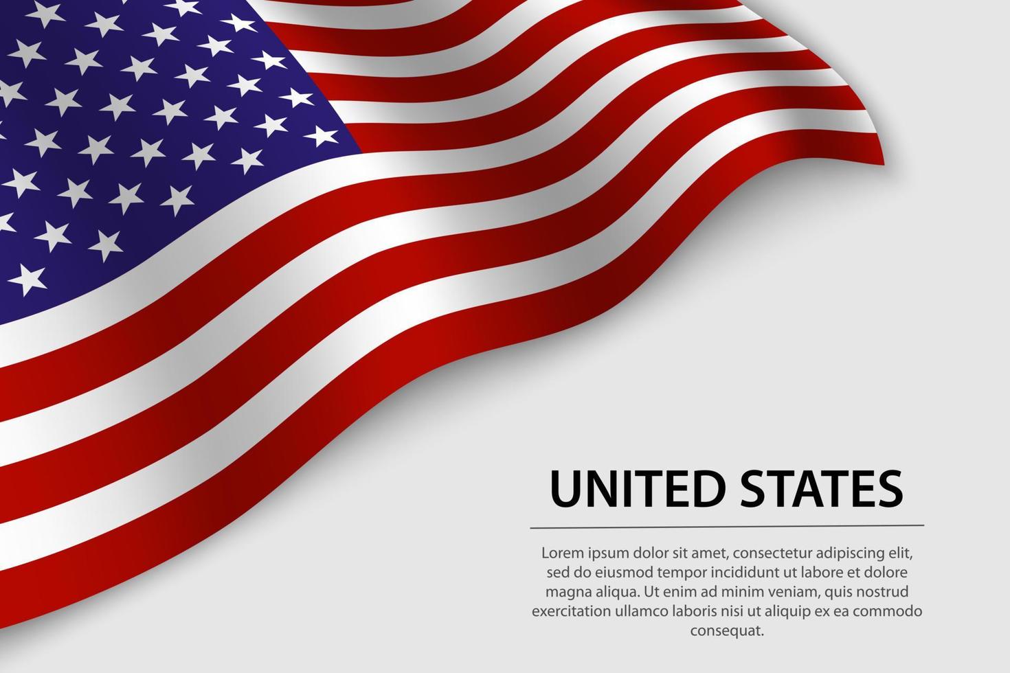 vague drapeau de uni États sur blanc Contexte. bannière ou ruban vecteur
