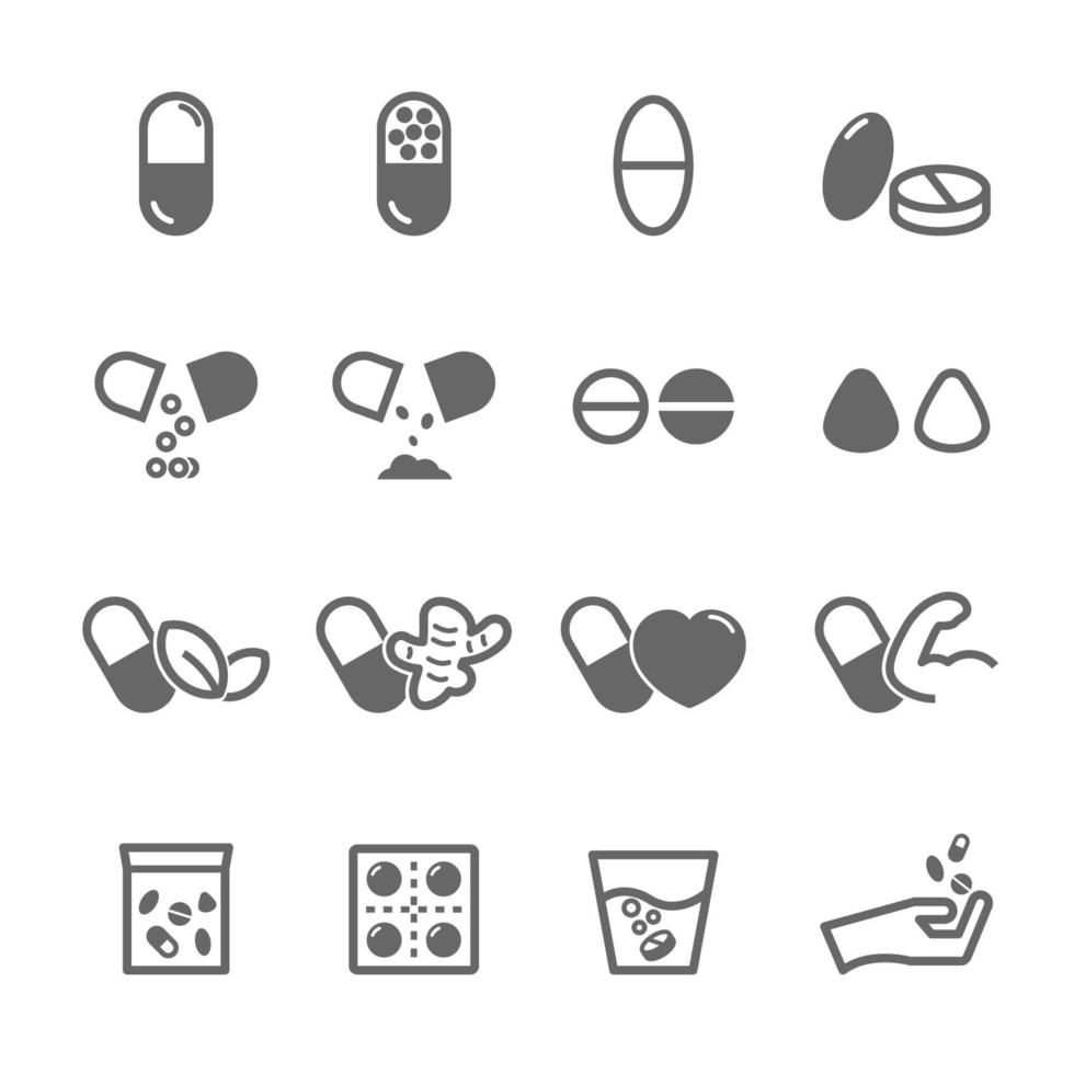 icônes de capsule et de pilule vecteur