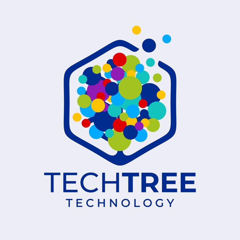 coloré La technologie arbre abstrait logo conception vecteur. moderne numérique plante logo. vecteur