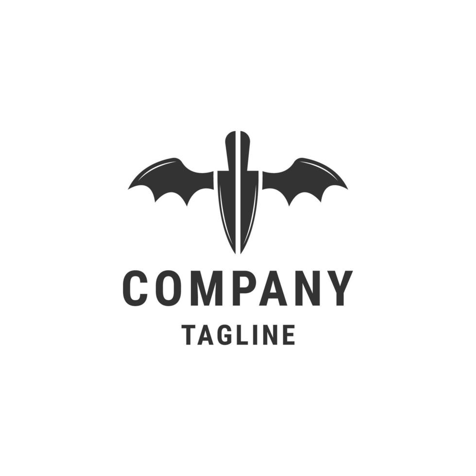 épée en volant chauve souris logo icône conception modèle vecteur