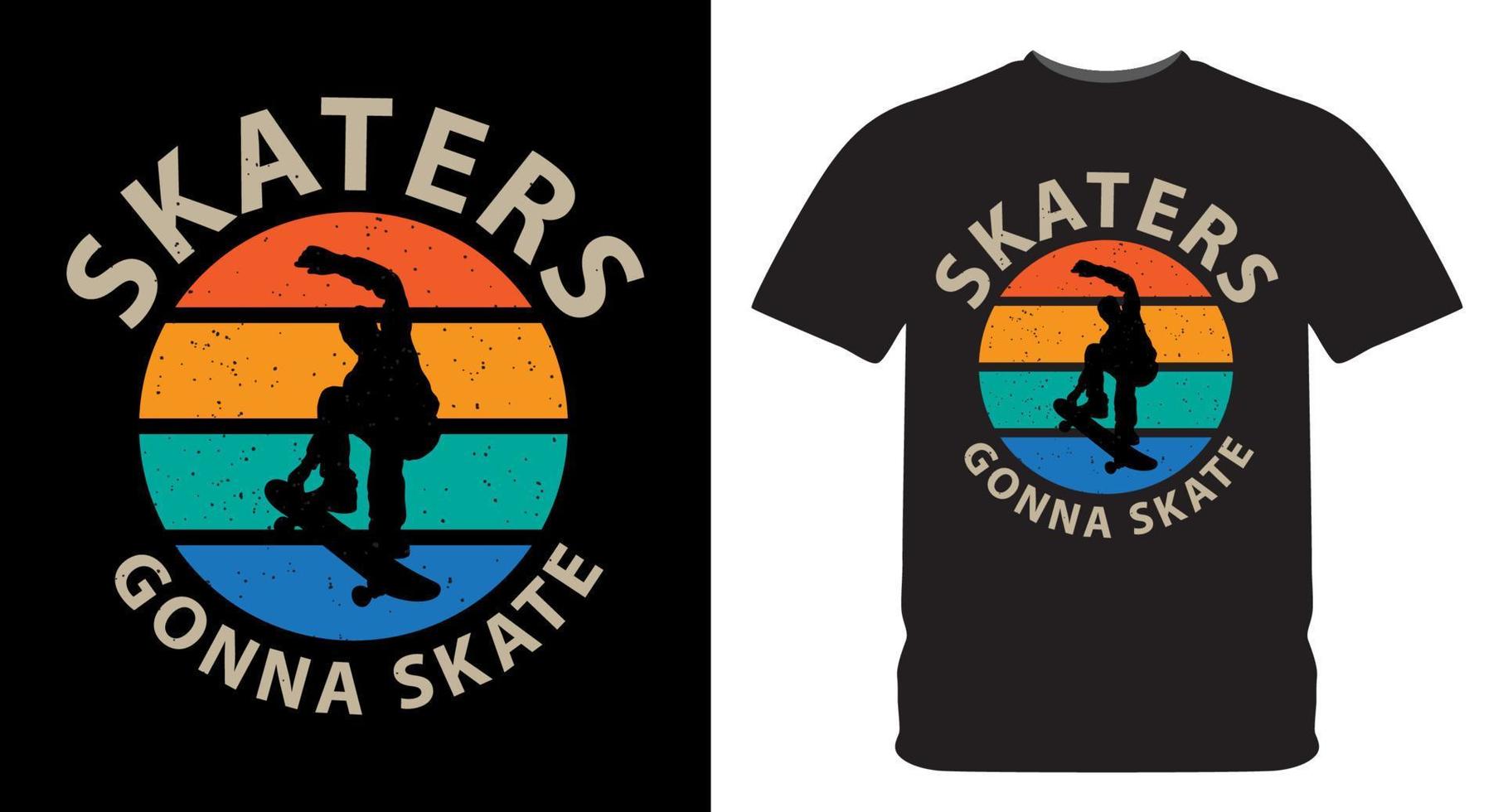 patineurs va patin typographie avec patineur en jouant planche à roulette silhouette ancien illustration pour t chemise vecteur