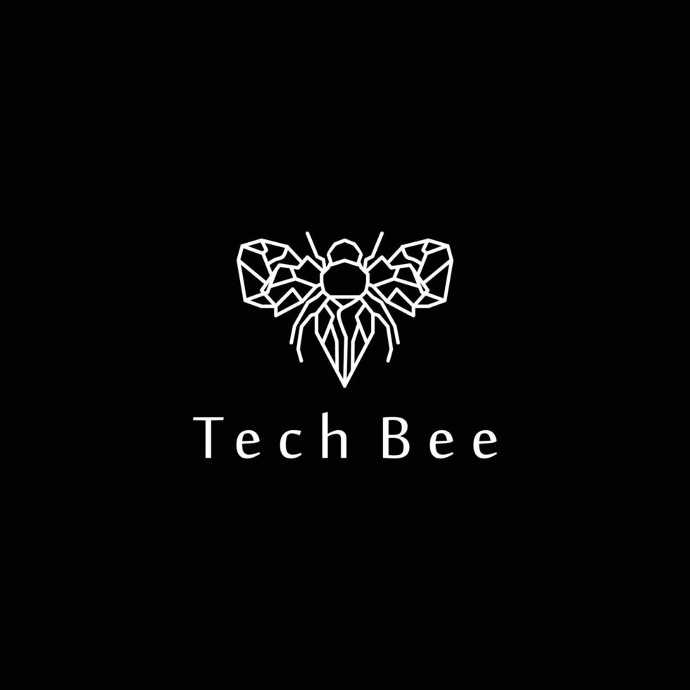 technologie abeille logo conception vecteur modèle plat