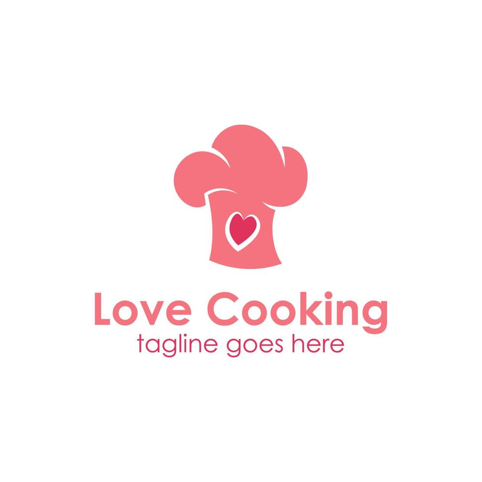 l'amour cuisine logo conception modèle avec chapeau icône et l'amour. parfait pour entreprise, entreprise, restaurant, mobile, application, etc vecteur