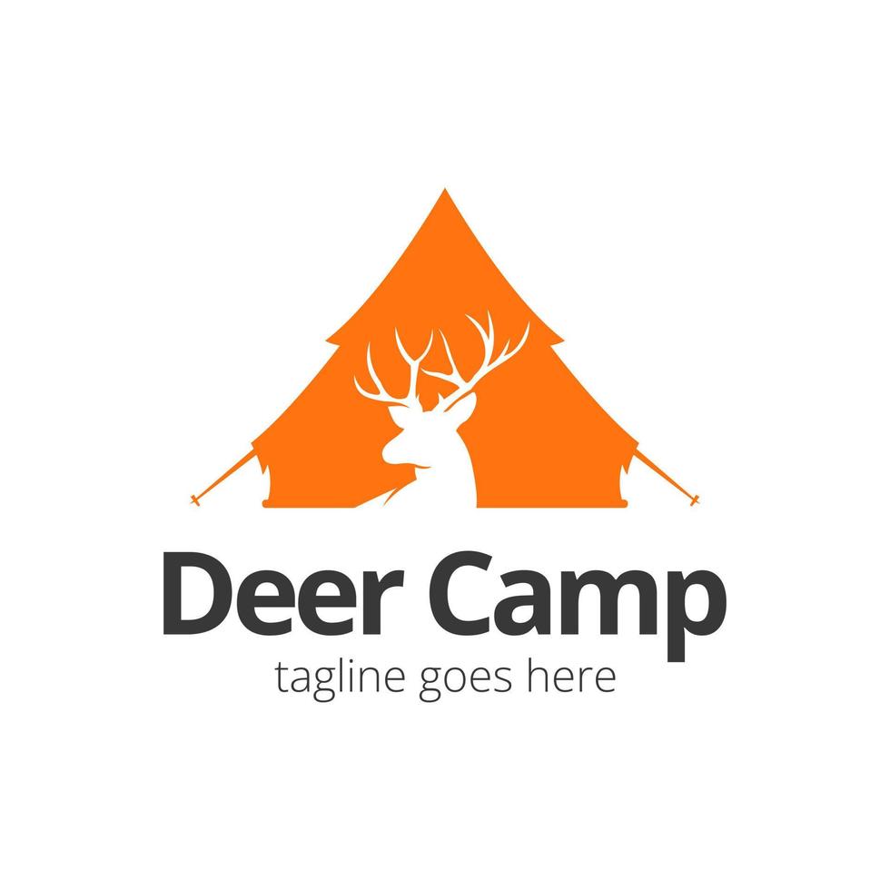 cerf camp logo conception modèle avec cerf icône et badge. parfait pour entreprise, entreprise, mobile, application, zoo, etc. vecteur