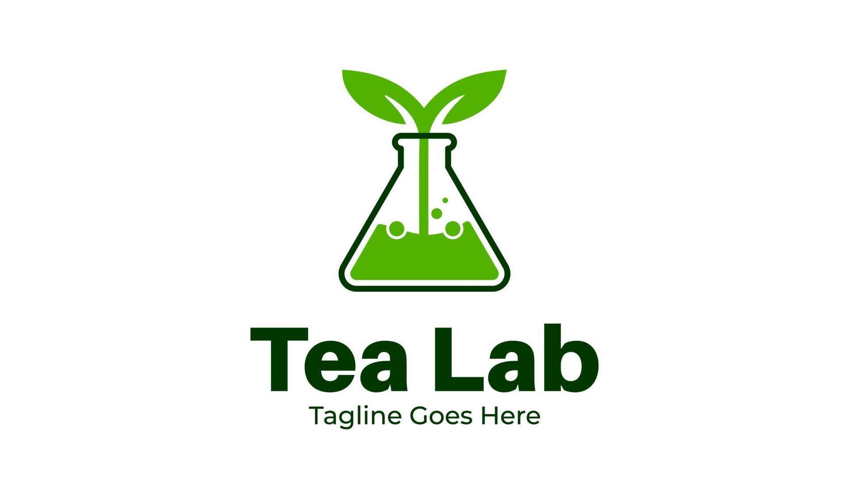 thé laboratoire logo conception modèle avec thé icône et laboratoire outils. parfait pour entreprise, entreprise, restaurant, mobile, application, etc vecteur