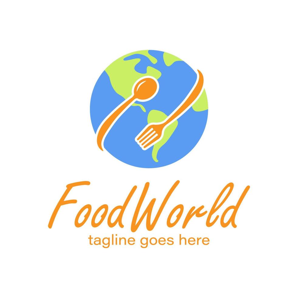 nourriture monde logo conception modèle avec nourriture icône et Terre. parfait pour entreprise, entreprise, mobile, application, restaurant, etc vecteur