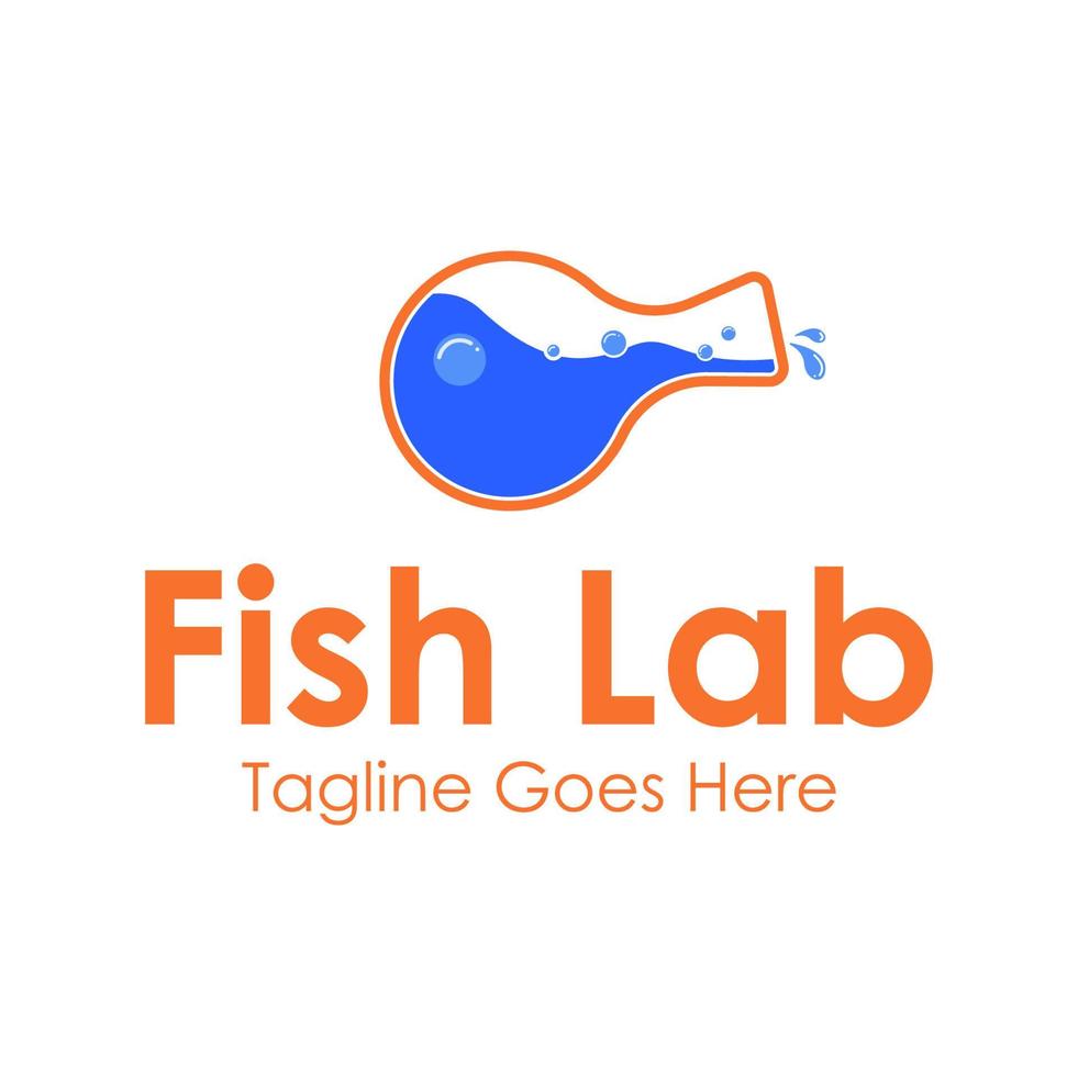 poisson laboratoire logo conception modèle avec une poisson icône et laboratoire icône. parfait pour entreprise, entreprise, mobile, application, restaurant, etc vecteur