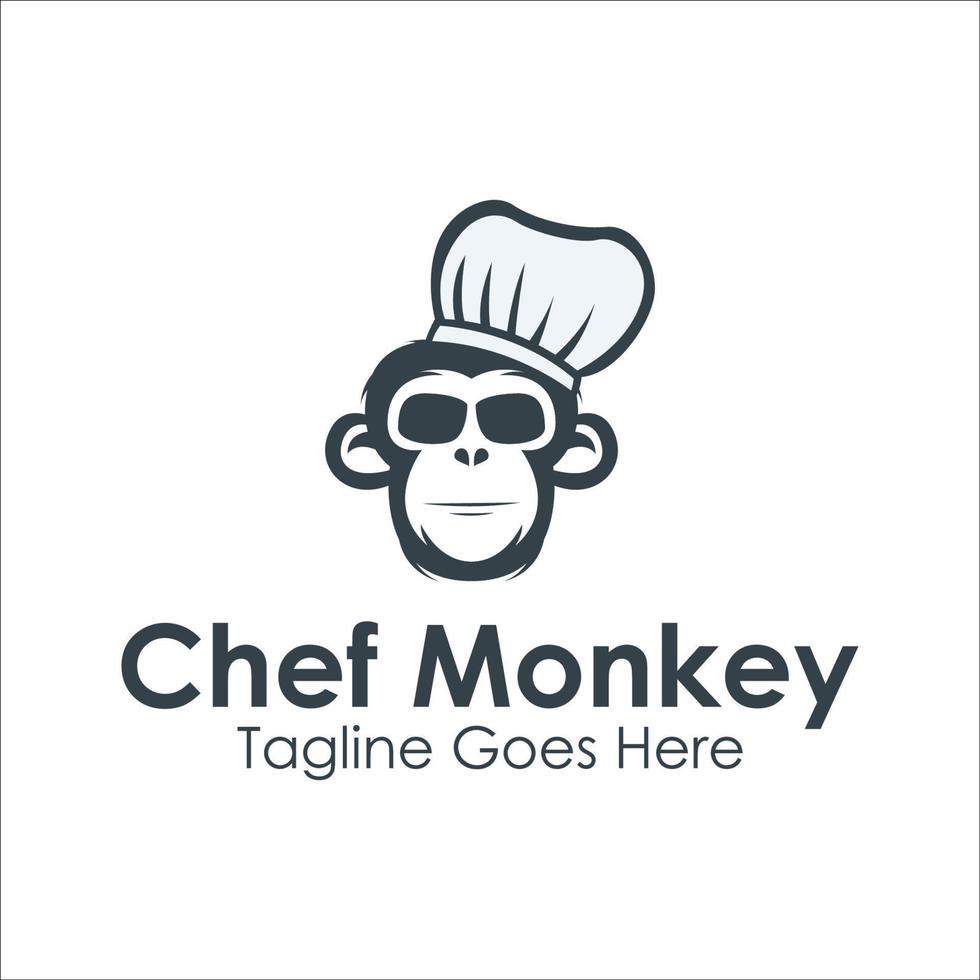chef singe logo conception modèle avec moine icône et chapeau chef. parfait pour entreprise, entreprise, mobile, application, etc vecteur