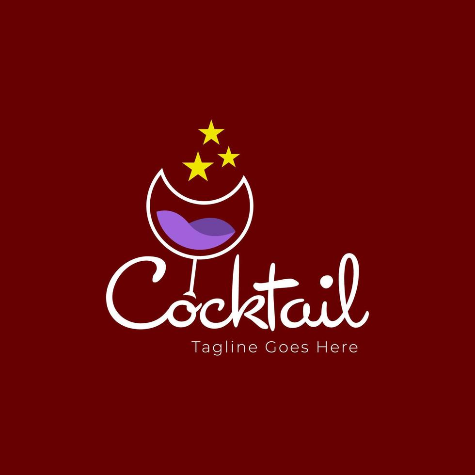 cocktail logo conception modèle avec verre cocktail. parfait pour entreprise, entreprise, mobile, application, restaurant, etc vecteur