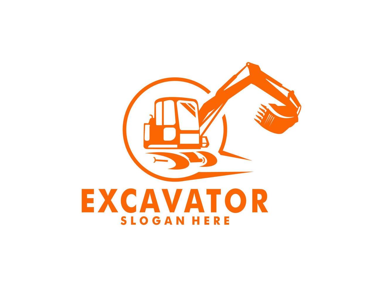 excavatrice construction logo conception, excavatrice logo élément lourd équipement travail. transport véhicule exploitation minière vecteur
