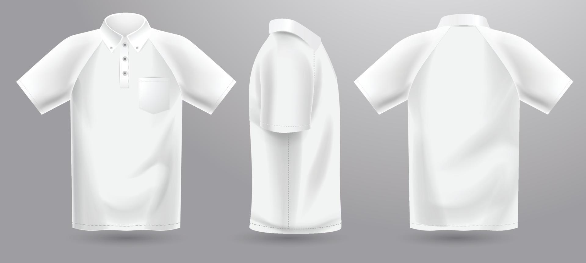 3d réaliste blanc polo chemise moquer en haut vecteur