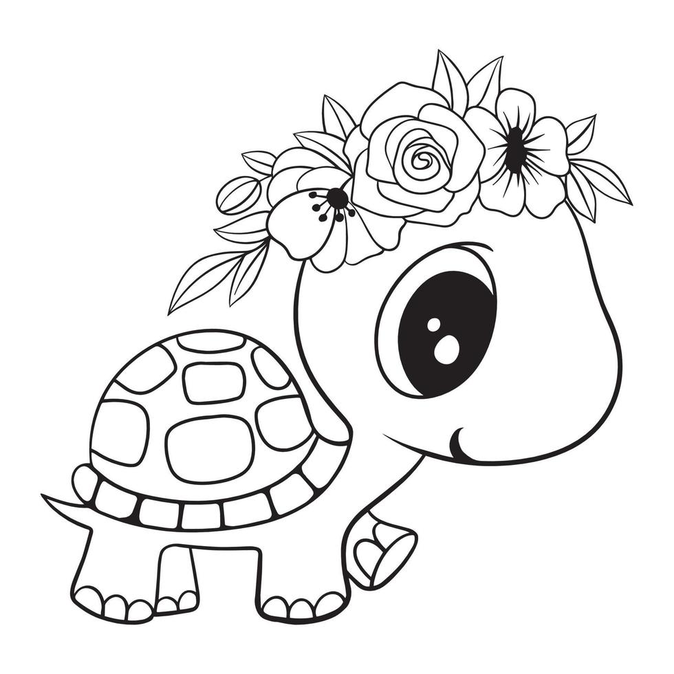 bébé tortue svg, tortue Couper fichier, tortue avec fleur svg, tortue linéaire, floral tortue svg, tortue clipart, tortue svg, tortue png, mer tortue svg vecteur